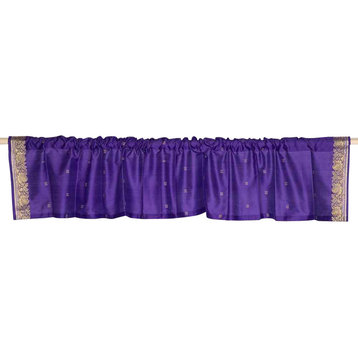 Purple - Rod Pocket Top It Off handmade Sari Valance 43W X 20L - Pair