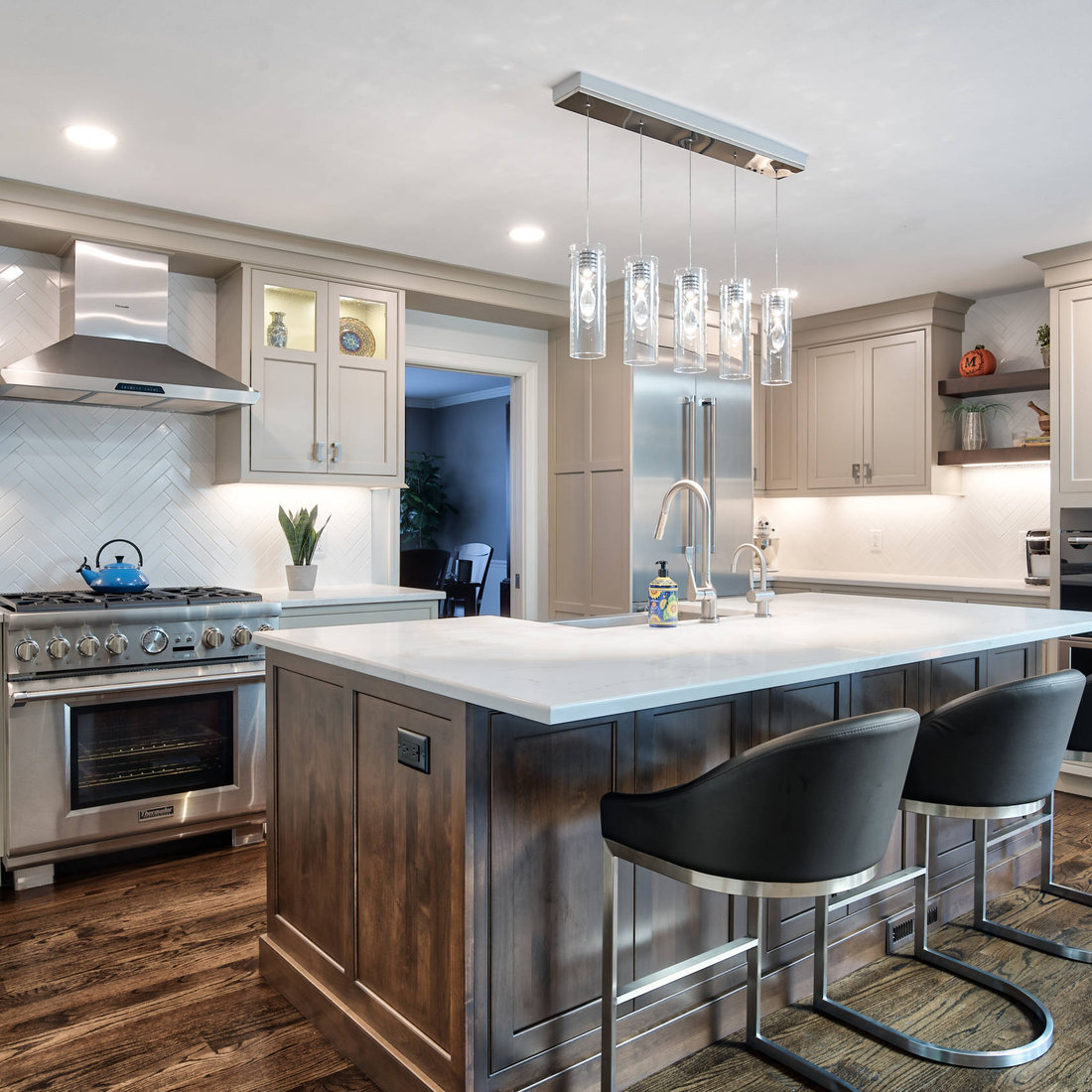 Transitional Kitchen with Large Island