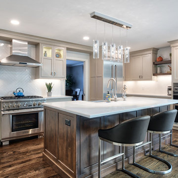 Transitional Kitchen with Large Island