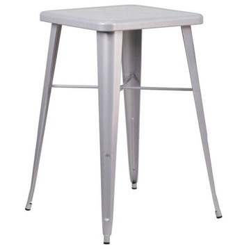 Flash Furniture 28" Square Metal Bar Table in Silver