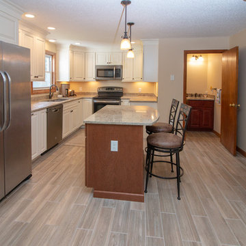 Transitional Crema & Sumatra Kitchen Remodel w/ Anatolia vintage wood floor