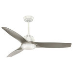 Casablanca Fans - Casablanca Fans 59151 Wisp - 52" Ceiling Fan with Light Kit - A contemporary design with a little flare of retro, the Wisp brings a balance of finesse and joviality directly into your home. The unique curvature in the blades adds a touch of personality to an otherwise clean, elegant design. The result is a composition with a light, airy aura that will inspire joy and comfort throughout the entire room.  Canopy Included: TRUE  Canopy Diameter: 2.75 x 6. Rod Length(s): 4.00  Dimable: TRUE  Warranty: Limited LifetimeWisp 52" Ceiling Fan Fresh White Pewter Blade Cased White Glass *UL Approved: YES  *Energy Star Qualified: YES *ADA Certified: n/a  *Number of Lights: Lamp: 1-*Wattage:18w LED bulb(s) *Bulb Included:Yes *Bulb Type:LED *Finish Type:Fresh White