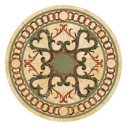 Oshkosh Designs - Umbria Glass & Stone Medallion, 33.5" Mounted, 3/4" Thick - Floor Medallions And Inlays
