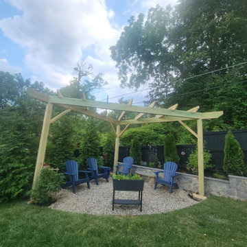 Modern Pressure-Treated Wood Pergola Installation