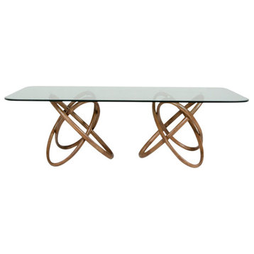 Modrest Mason Modern Glass and Walnut Dining Table