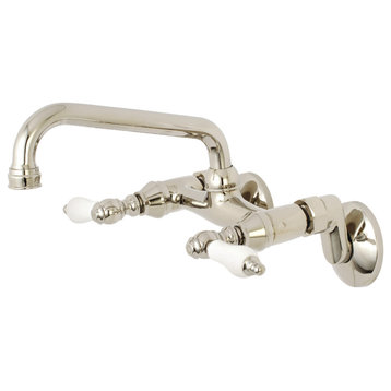 Kingston Brass Two-Handle Wall Mount Kitchen Faucet, Polished Nickel