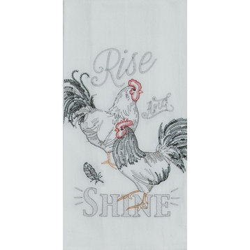 Farmers Market Rise and Shine Roosters Embroidered Flour Sack Kitchen Dish