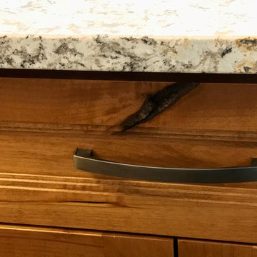 Dura Supreme Cabinets Knotty Alder Butternut Romanix Granite Galley Kitchen