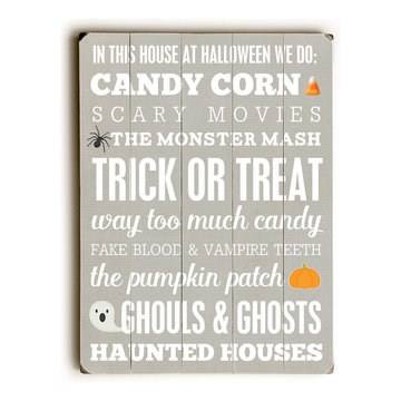 "Halloween Subway Wall Sign", Planked Wood Wall Decor By Cheryl Overton, 18"x24"