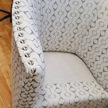 Reupholstered Barrel Chairs - Before and After