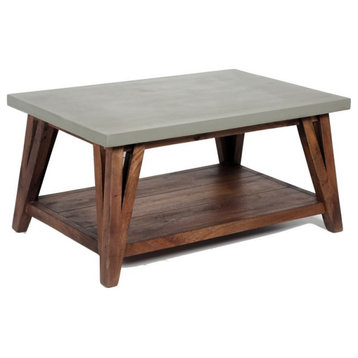 Alaterre Furniture Brookside 36" Wood with Concrete-Coating Coffee Table