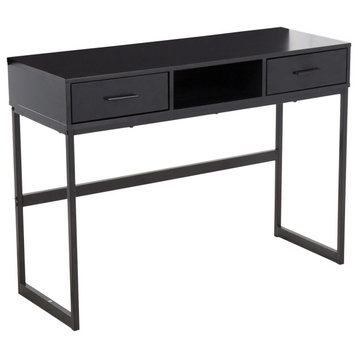 Franklin Contemporary Console Table in Black Metal and Black Wood by LumiSource