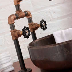 Kristen Patinated Copper Topped Scaffolding & Steel Bathroom Unit with Sink - Bathroom Worktops