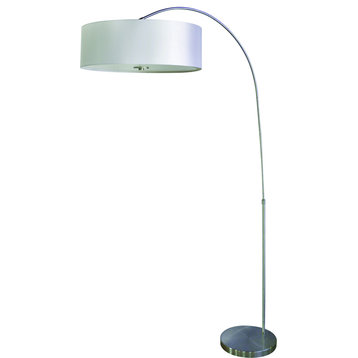 Arc Floor Lamp - Satin Steel, Pristine White