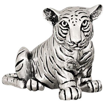 Silver Tiger Cub Sculpture Sitting A50