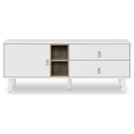 TATEUS Drawer TV cabinet with door, storage cabinet, multi-functional TV cabinet, White