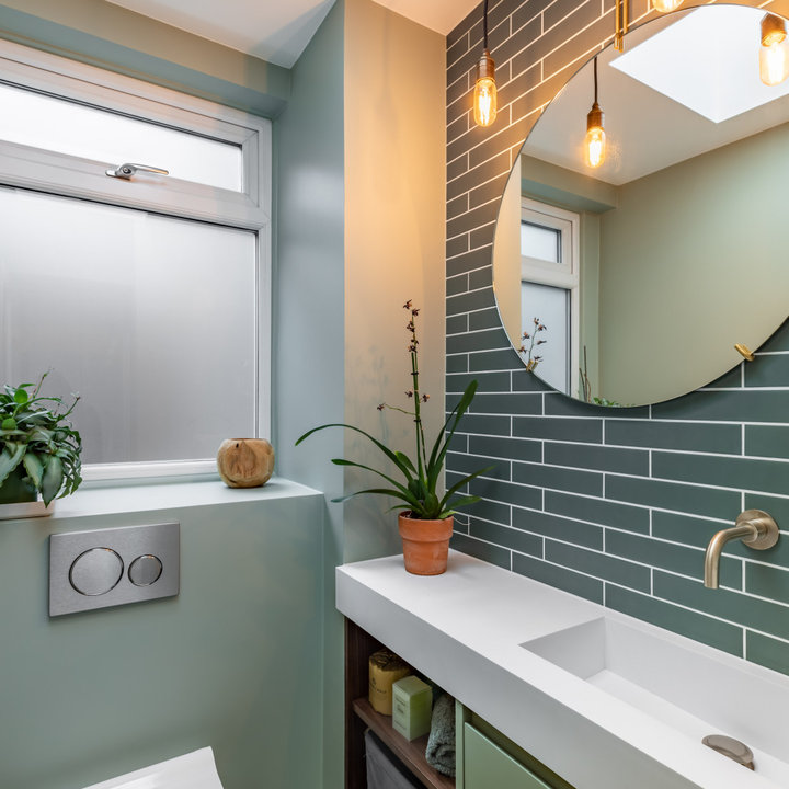 75 Beautiful Cloakroom with Green Tiles Ideas and Designs November