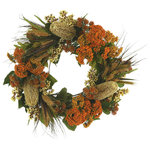 Creative Displays - 26" Fall Wreath with Hydrangeas, Lilacs and Wheat - Are you looking to add some fall splendor to your home or office? Our 26" Grapevine Wreath is the perfect way to bring the best of the season indoors. This expertly handcrafted wreath features beige banksia, orange hydrangea, wheat, cream lilac bunches and orange lucky berries, creating a stunning and full display of color and texture. Not only is this gorgeous wreath eye-catching, but it's designed with high quality and durable materials to last for years to come - no watering or maintenance necessary! So decorate your space and bring the warm vibes of autumn indoors with our 26" Fall Wreath with Hydrangeas, Lilacs and Wheat.