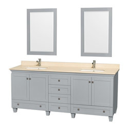 80 inch Double Sink Bathroom Vanity in Grey Finish Marble Top - Bathroom Vanities And Sink Consoles