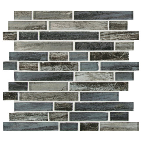 MSI SMOT-GLSIL-GRILAG8MM 12" x 12" Linear Mosaic Wall Tile - - Grigio Lagoon