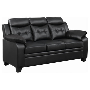Upholstered Sofa with Tufted, Black Finish