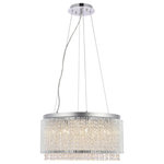 Elegant Furniture & Lighting - Influx 12-Light Chrome Pendant - This ring of celestial light will leave an impression of dynamic resonance in your bedroom, dining room, or entryway with the Influx collection of hanging fixtures. Multifaceted royal-cut clear crystal beads dance within a glistening chrome silhouette of metallic twists. Be swept you off your feet by this contemporary lighting fixture that inspires a glow of brilliant, breathtaking wonder.