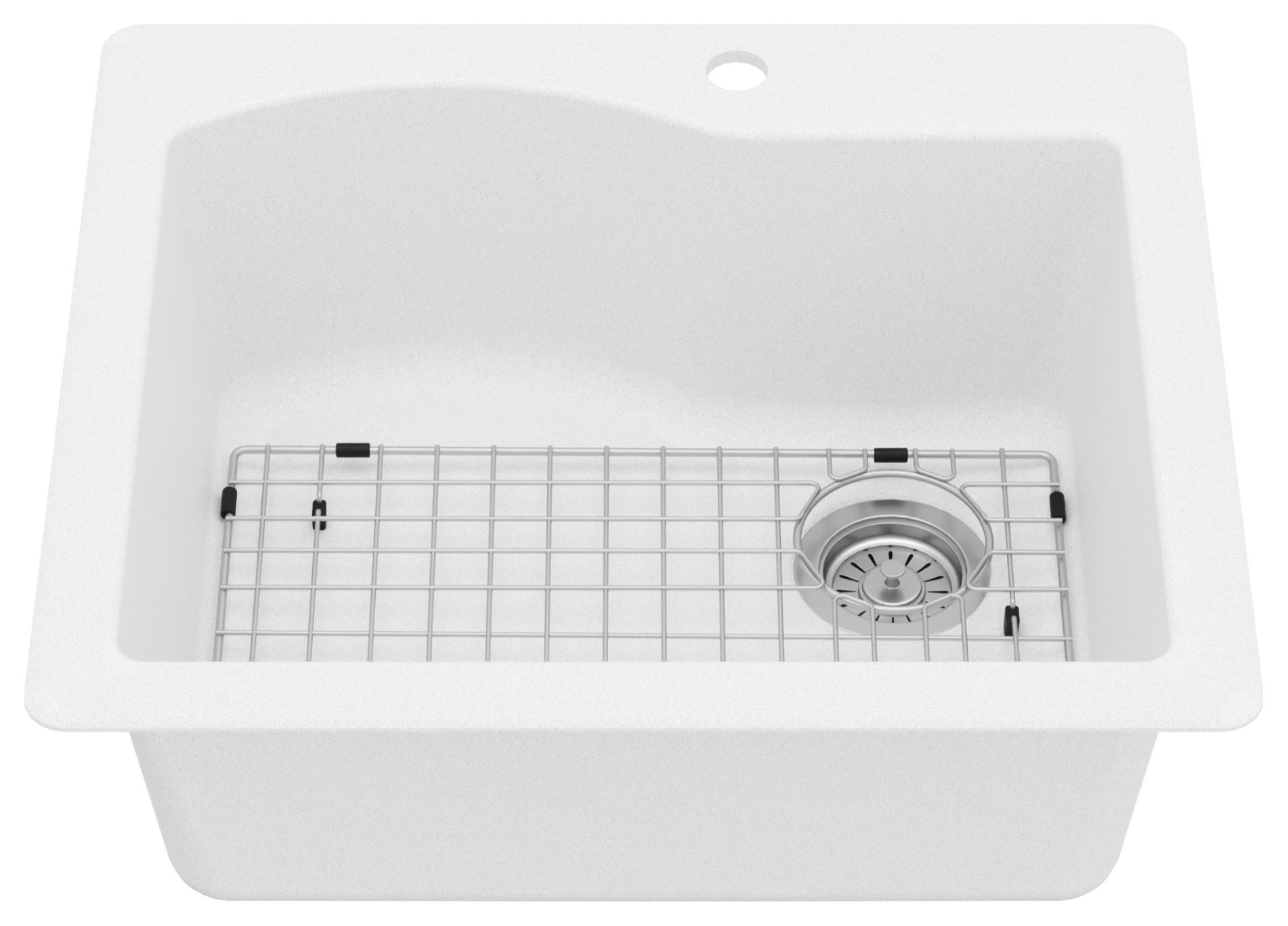 Karran Drop-In Quartz 25" 1-Hole Single Bowl Kitchen Sink Kit, White