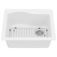 Karran Drop-In Quartz 25" 1-Hole Single Bowl Kitchen Sink Kit, White