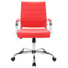 Benmar Mid-Back Swivel Leather Office Chair With Chrome Base, Red