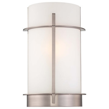 1-Light Wall Sconce, Brushed Nickel With Etched Opal Glass