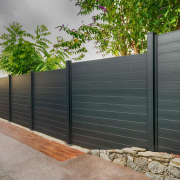 Backyard Pool Fence - Modern Black Aluminum