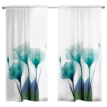 Ombre Bloom 84" Sheer Window Curtain