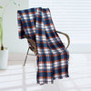 Trendy Plaids - Blue/Orange/White Soft Coral Fleece Throw Blanket (71"-79")