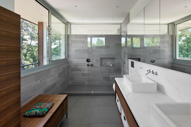 Example of a trendy bathroom design in Boston