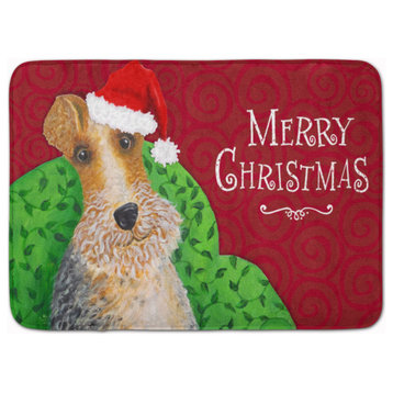 Wire Fox Terrier Christmas Machine Washable Memory Foam Mat