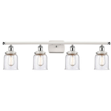 Ballston Small Bell 4 Light Bathroom Vanity Light, White and Polished Chrome