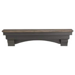 Pearl Mantels - The Hadley 48 Shelf or Mantel Shelf, Cottage Distressed Finish - Features:    60 inch shelf with corbels and arch  Color: Cottage with Rustic Chalk Wash Top  Material: Wood  Mitered hanger boards included for ease of hanging  Mounting hardware for hanger rail not included  Wood is considered a combustible material. Heat clearances must be adhered to. If installing over a fireplace, check your local building codes and the manufacturer's instructions for your specific fireplace insert or stove    Specifications:    Shelf Length: 60''  Shelf Depth: 10''  Bottom Base Length: 52.5''  Bottom Base Depth: 6''  Height Corbels: 6.75''  Width Corbels: 6''  Width Between Corbels: 31''  Overall Height with corbels: 15''  Radius: 58.625''  Overall Dimensions: 60'' (L) x 10'' (W) x 15'' (H)   It's the first piece of furniture in any home. There's nothing as warm and welcoming as a crackling fire in an open fireplace. The dancing flames can lift your spirits and melt away the most stressful day in a matter of minutes. But to truly be part of the home, a fireplace must warm our hearts even when there is no fire in the grate. Pearl does not treat the mantel as trim or molding but as a beautiful piece of furniture that is the focal point of the entire room, the emotional core. It represents roots, heritage and tradition. Furniture is arranged around it, precious treasures are displayed on it, and it provides balance and stability to the entire room. Pearl Mantels features fine furniture quality, stunning details and classic designs that will enhance any decor. The Hadley is charm with a capital ''C''.You have the option of installing just the shelf, the shelf and the corbels together or the combination of the shelf, corbels and arch. Whether your design taste is clean, classic, traditional... the Hadley has your style covered.   Look for the pearl inlay that graces the right hand side of the shelf as proof that you have received an authentic Pearl Mantel