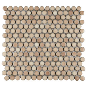 Hudson Penny Round Truffle Porcelain Floor and Wall Tile