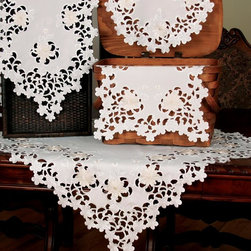 Xia Home Fashions - Daisy Divine Embroidered Cutwork Collection Table Runner - Table Runners