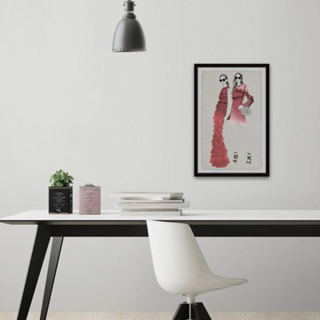 "Red Ruffled Dress" Framed Painting Print