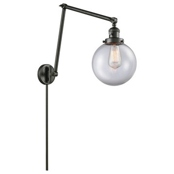 Beacon 1-Light LED Swing Arm Light, Oil Rubbed Bronze, Glass: Clear