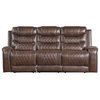 Lexicon Putnam Double Reclining Sofa with Drop-Down Cup Holders in Brown