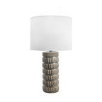 25" Tangela Ridged Ceramic Linen Shade Gray, On-Off Switch Table Lamp