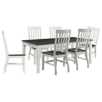 Willow Way 7-Piece Dining Set With Table and 6 Wood Side Chairs