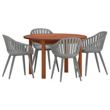 Amazonia Monza 5 Piece Outdoor Round Dining Set With Gray Aluminum Legs Chairs