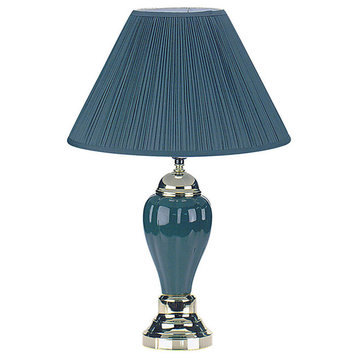 27" Ceramic Table Lamp, Black, Green