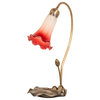 16 High Red/White Pond Lily Mini Lamp