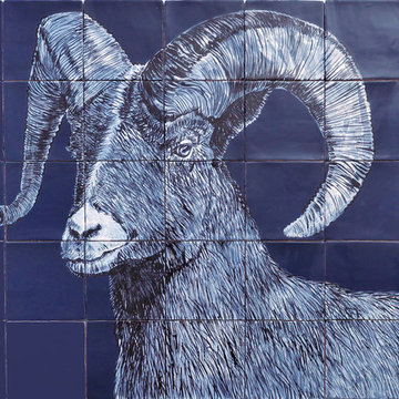 Kitchen backsplash tile panel with Capricorn