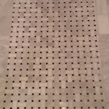 Basketweave floor mosaic tile with border