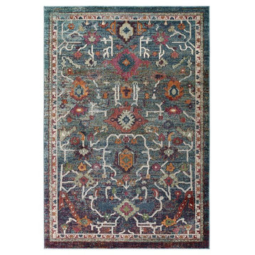 Tribute Every Distressed Vintage Floral 8x10 Area Rug, Multicolored